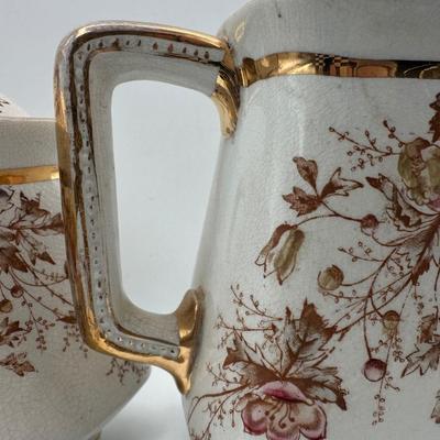 Royal Ironstone China Floral Coffee Pot and Sugar Bowl with Lids