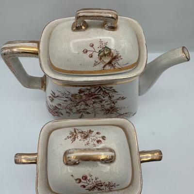 Royal Ironstone China Floral Coffee Pot and Sugar Bowl with Lids