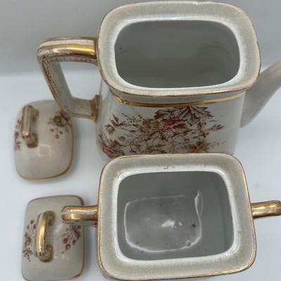 Royal Ironstone China Floral Coffee Pot and Sugar Bowl with Lids
