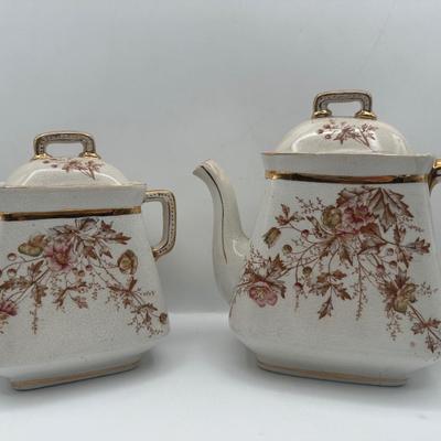 Royal Ironstone China Floral Coffee Pot and Sugar Bowl with Lids