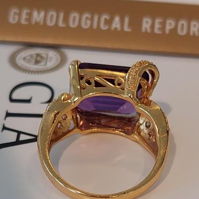 GIA CERTIFIED LAB GROWN AMETHYST RING
