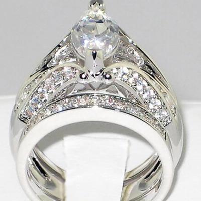 3-Pc Set Marquise Cubic Zirconia Ring Size 10