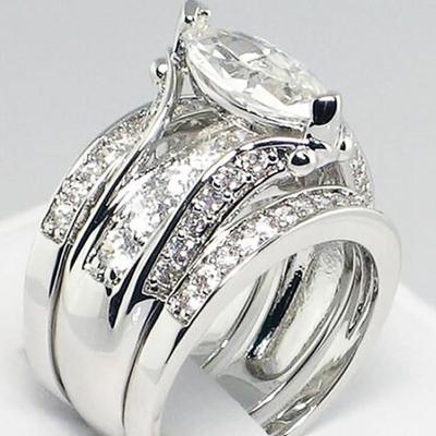 3-Pc Set Marquise Cubic Zirconia Ring Size 10