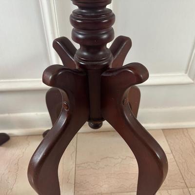 Pair of Italian Marble-Top Pedestal Side Tables, Made in Italy