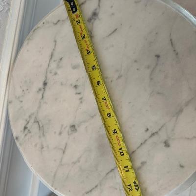 Pair of Italian Marble-Top Pedestal Side Tables, Made in Italy