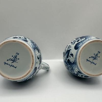 Pair of Blue & White Delft Jugs, Made in Holland