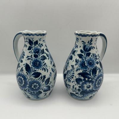 Pair of Blue & White Delft Jugs, Made in Holland