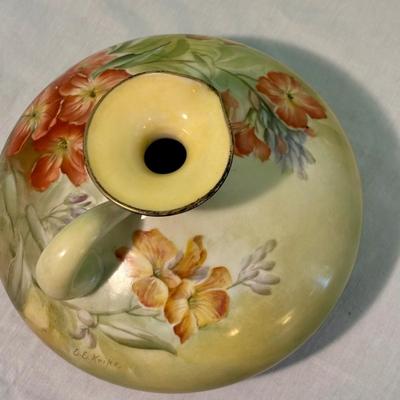 Hand Painted American Belleek Porcelain Flat Vase (LR-SF)