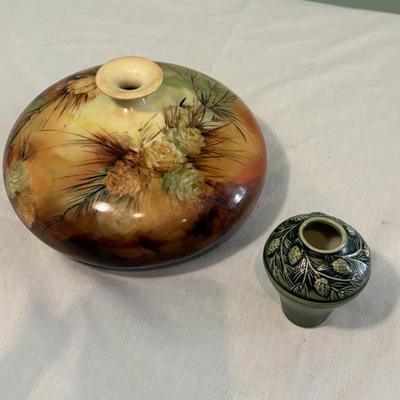 Mini Rockwood Pottery Bud Vase & American Belleek Squat Vase (LR-SF)