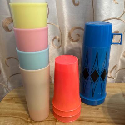 Fire King mugs, Texas Ware bowls, Tupperware glasses
