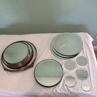 Collection of Mirrored Vanity Trays and Coasters (LR-SF)