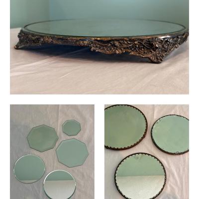 Collection of Mirrored Vanity Trays and Coasters (LR-SF)