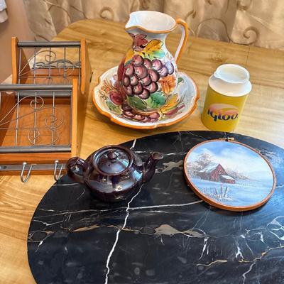 Marble cutting board, ceramic pitcher from Italy and more