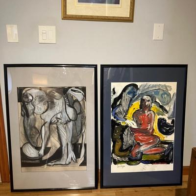 Original Alfred Ortega Oil on Paper Figurative Nudes – Signed, Excellent Condition!