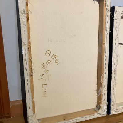 Pair of Original Signed Mixed Media Canvases by Maria Medina