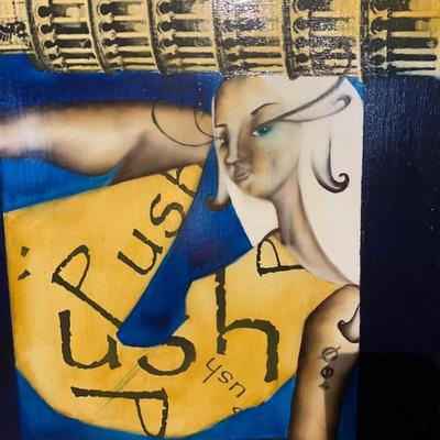 Pair of Original Signed Mixed Media Canvases by Maria Medina