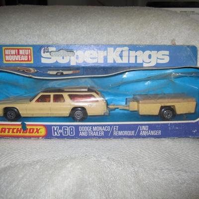 MATCHBOX SUPERKINGS #K69 DODGE MONACO ESTATE WITH ITS TRAILER USED *VINTAGE*