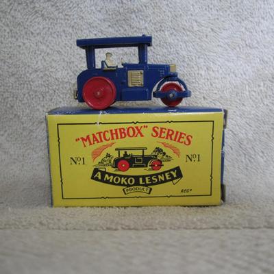 Matchbox Series A Moko Lesney No. 1 Vtg Blue Road Roller Original Box