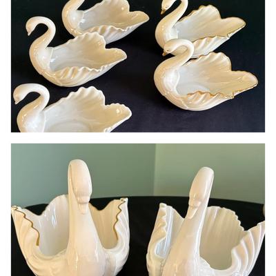 A Gaggle of Lenox Swan Bowl Collectibles (LR-SF)