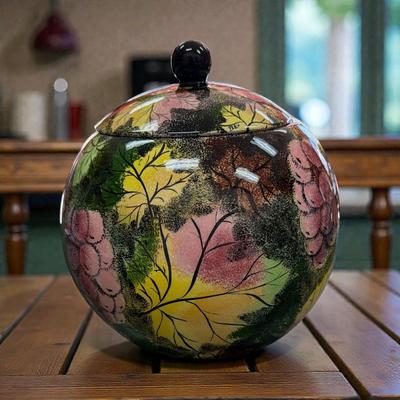 Hand Painted Round Ginger Jar