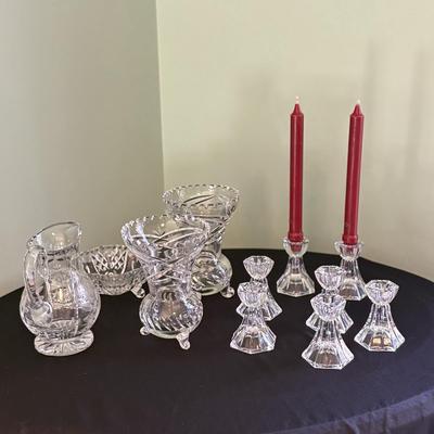 Collection of Cut Glass Candlestick Holders & More (LR-SF)