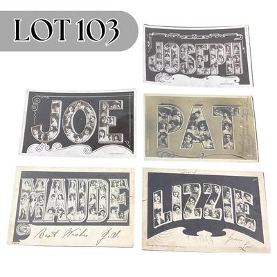 -103- POSTCARD | Assortment Of Black & White Name Postcards