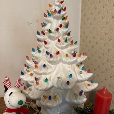 Vintage White ceramic Christmas tree - 21”