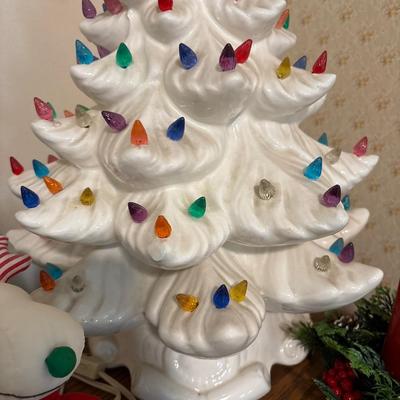 Vintage White ceramic Christmas tree - 21”