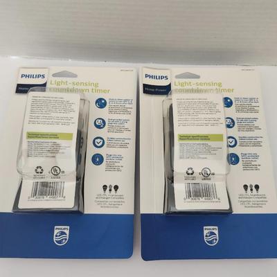 Philips Light Sensing Countdown Timer Outdoor 2 Grounded Outlets Weather Resistant Lot of 2