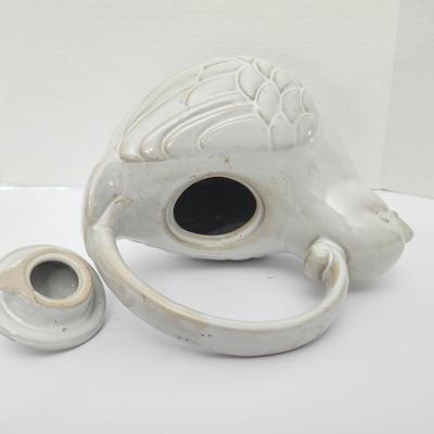 World Market White Ceramic Bird Teapot Figural Lidded Tea Pot Made in China