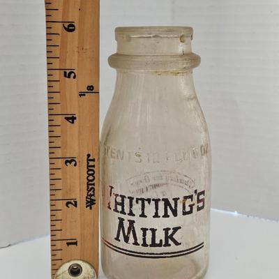 VTG Whiting's Milk Co. Clear Glass Half-Pint Bottle Red ACL