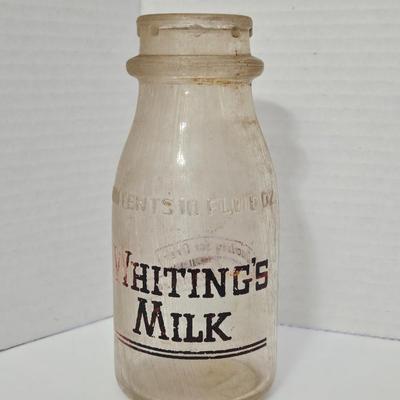 VTG Whiting's Milk Co. Clear Glass Half-Pint Bottle Red ACL