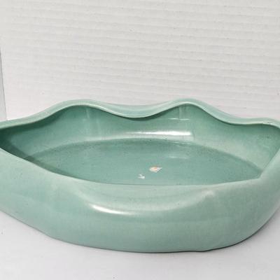 Mid-Century Modern Planter Aqua Ombre Wavy Scalloped Rim Console Bowl