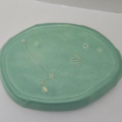 Mid-Century Modern Planter Aqua Ombre Wavy Scalloped Rim Console Bowl