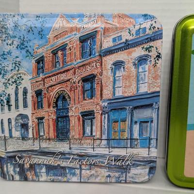 Set of 3 Vintage Cookie Tins Savannah Factors Walk Key West Coconut Factory Georgia Peach