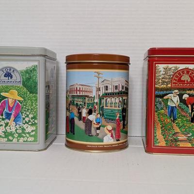 Set of 3 Vintage Hershey’s Classics Tins York Peter Paul & Chocolate Town Trolley