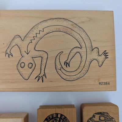 Vintage Rubber Stamp Lot Southwest Native American Pottery Lizard Geometric Designs