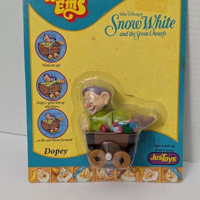 Disney Snow White and the Seven Dwarfs Dopey Wind-Ems Figure by JusToys 21023 Sealed Card