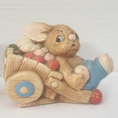 Pendelfin Stonecraft Rabbits 2pc Little Joe Basket + Barrow Boy England