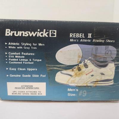 Brunswick Rebel II Men’s Bowling Shoes Size 9 White Gray Trim Original Box