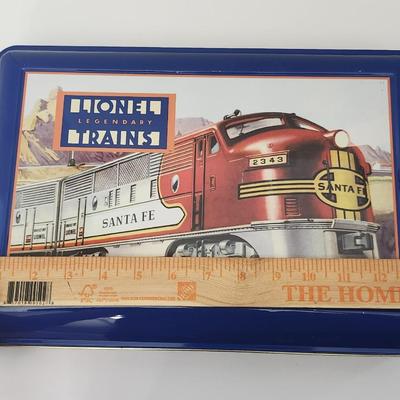Lionel Legendary Trains Santa Fe Locomotive Storage Case Blue Tin Carry Case Railroad Collectible