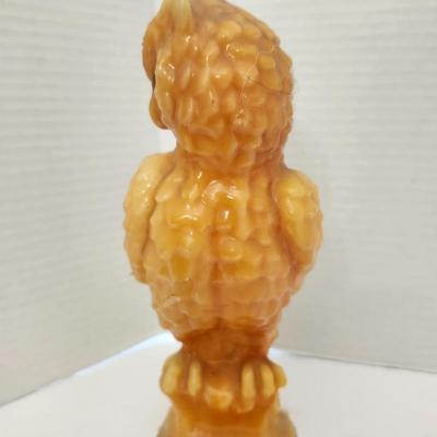 Vintage Owl Candle Molded Wax Figure with Glass Eyes Decorative Halloween Gothic Decor