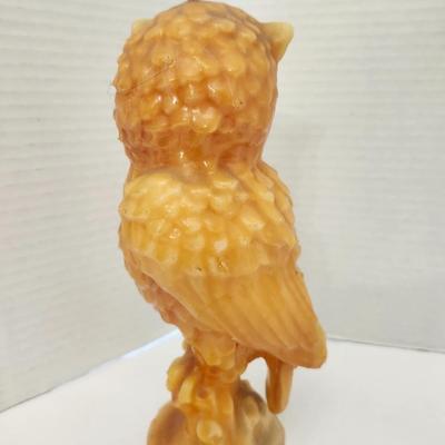 Vintage Owl Candle Molded Wax Figure with Glass Eyes Decorative Halloween Gothic Decor