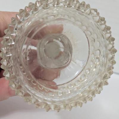 Vintage Pressed Glass Perfume Bottles Lot of Two Hobnail Bases with Bubble Arch Stoppers