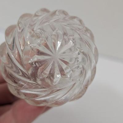 Vintage Clear Swirl Optic Glass Perfume Bottle with Matching Stopper Vanity