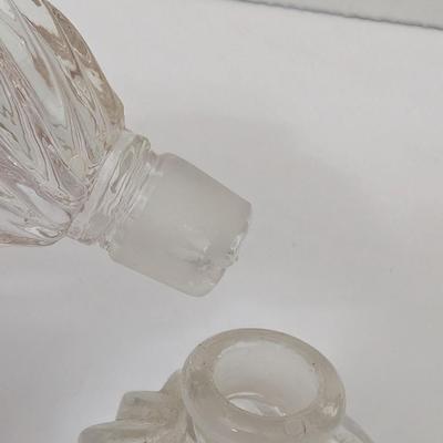 Vintage Clear Swirl Optic Glass Perfume Bottle with Matching Stopper Vanity