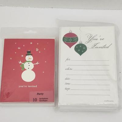 Holiday Party Invitation Card Sets Snowman & Ornament Designs Mixed Packaging Condition