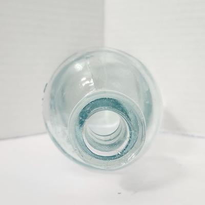 Antique Burnett Boston Embossed Glass Bottle Early American Apothecary Style Clear Aqua Glass