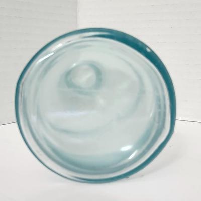 Antique Burnett Boston Embossed Glass Bottle Early American Apothecary Style Clear Aqua Glass