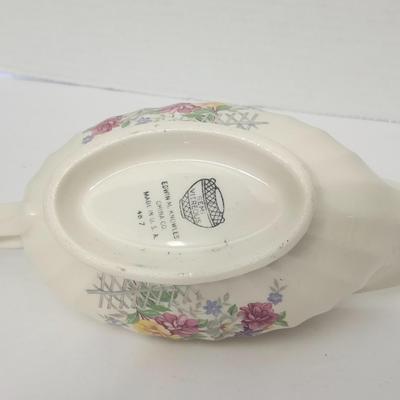 Edwin M Knowles Semi Vitreous China Gravy Boat Made in USA Floral Pattern 487 Vintage Tableware